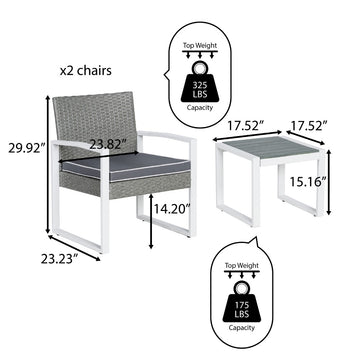 Selby 3-Piece Modern Coastal Faux Wicker Conversation Outdoor Patio Set - JONATHAN Y